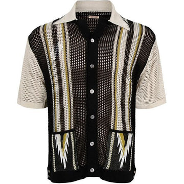 KAPITAL Black 12G Mesh Knit Tennessee Cuba Polo Shirt K2405KN229 BLK 147401189