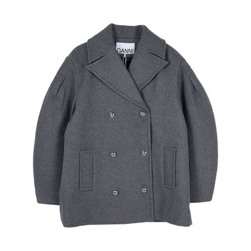 Ganni W0930 205 FW25 Women's Wool Oversized Peacoat 147406562