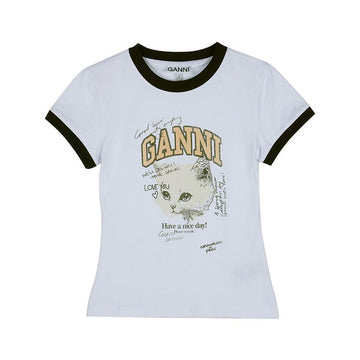 Ganni Crop Kitty T-Shirt 147406615