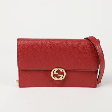 GUCCI Interlocking G Mini Leder Wallet Chain Bag Rot 146463372