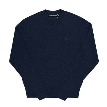 Acne Studios C60101 NAVY MELANGE Face Logo Patch Unisex Knit 144730517 [P]