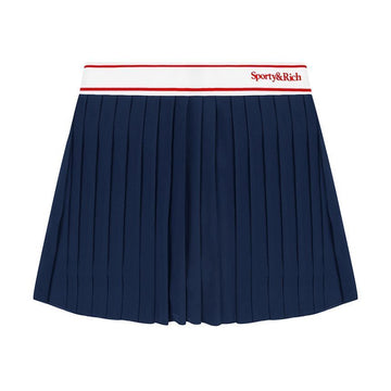 SPORTY & RICH Serif Logo Pleated Tennis Skirt 144730955