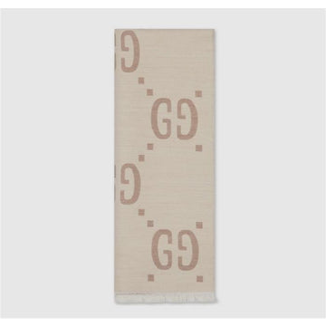 GUCCI マフラー GG ジャガード ウール シルク アイボリー 495592 147569103