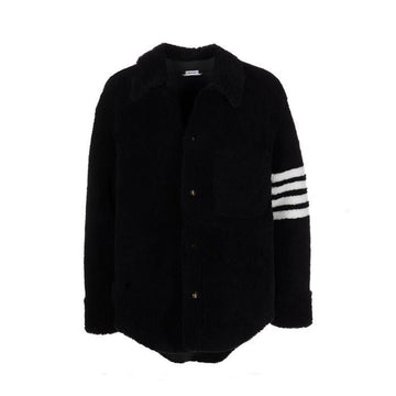 THOM BROWNE Oversized Daid Shearling Shirt Jacket 4 Linien MJO159X02821 147569101
