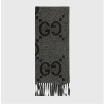 GUCCI GGカシミアジャガードマフラー ブラック 674275 147569107