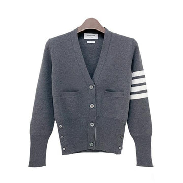 Thom Browne 4-Bar Stripe V-Neck Cardigan Gray FKC207A 147569117