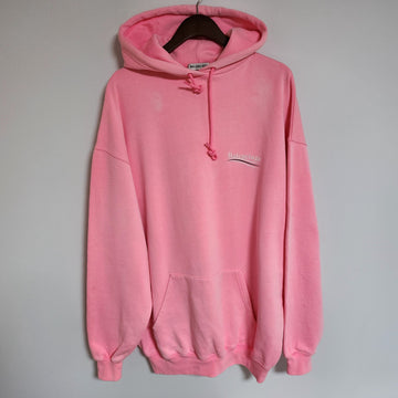 BALENCIAGA XS ピンク ウェーブロゴ オーバーサイズ フードティ 578135 147594980