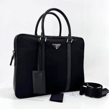 PRADA Dreieckslogo Nylon Saffiano Brieftasche Tote Schwarz (2VE871) 147628940