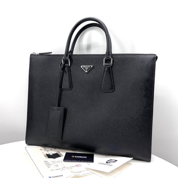 PRADA Saffiano Dreieckslogo Aktentasche Schwarz 39.5 147628990