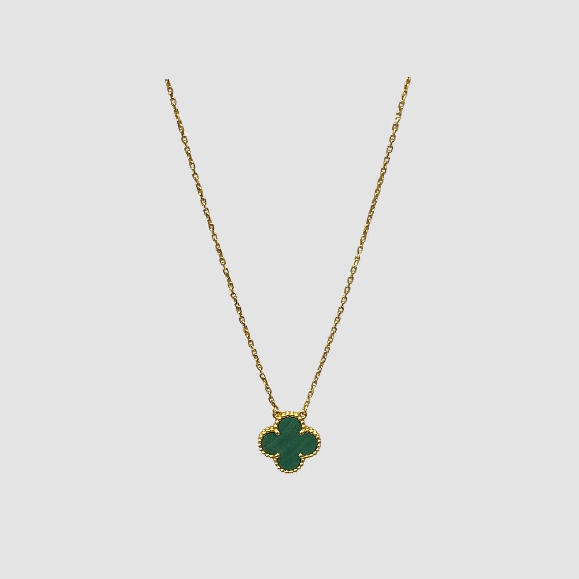 Van Cleef Arpels Vintage Alhambra Malachite Yellow Gold Necklace