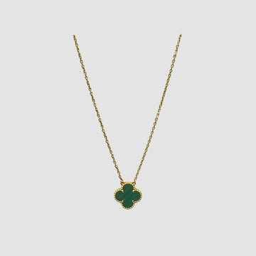Van Cleef & Arpels Vintage Alhambra Malachite Yellow Gold Necklace ARO9VA00 147651362
