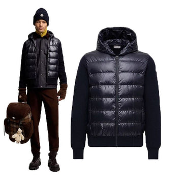 MONCLER Woll-gefütterte Sweatjacke mit Kapuze in Navy Blau 9B00041 M1131 778 147660239