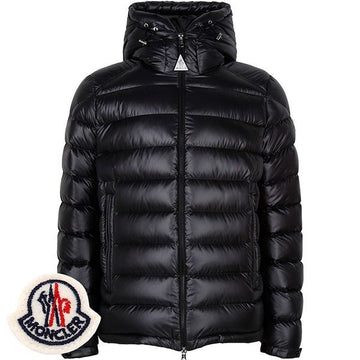 MONCLER schwarze Besines Kapuzenlogo Gänsedaunenjacke 1A00003 597EX 999 147687491