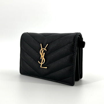 SAINT LAURENT Monogramm Goldene Klappbörse 530841 147693350