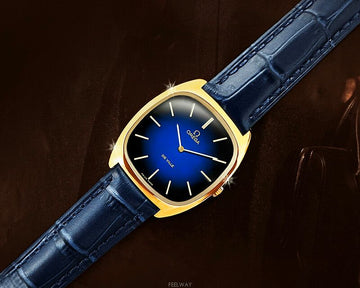 OMEGA オメガ デ ビル 希少 ブルー トゥートン ダイヤル 女性 手巻き レザー 時計 147698515