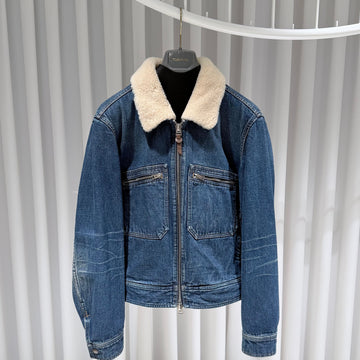 Tom Ford Denim Shearling Blue Denim Jacket 54 147699262