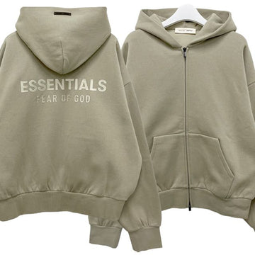 Fear of God 25FW Essential Logo Classic Fit Fleece Hooded Zip-Up Jacket Abbey Stone 147719637