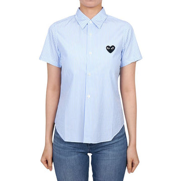 COMME DES GARCONS Schwarze Wappen Streifen Damen Kurzarmshirt B021 051 1 147730797