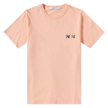 MAISON KITSUNE Doppelte Fox-Patch-T-Shirt Pfirsich 24SS IU00114KJ0008 P612 84811464