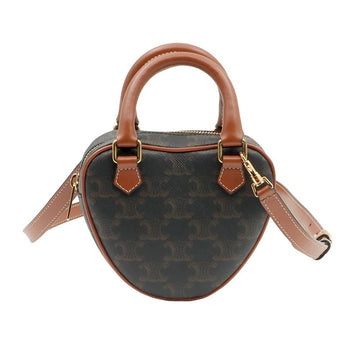 Celine Triomphe Canvas Tan Calfskin Medium Heart Mini Crossbody Bag 198222BZJ 147768575