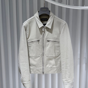Tom Ford Beige Brushed Cotton Bomber Jacket 50 147817016