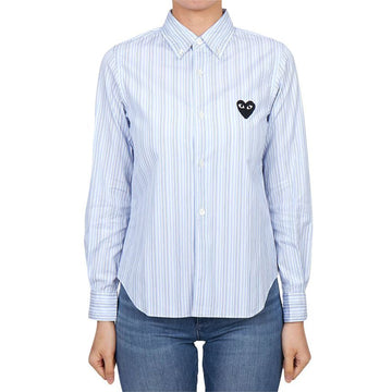 COMME DES GARCONS ブラックワッペンストライプレディースシャツ AZ B009 051 1 147826103