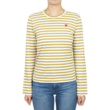 Comme Des Garcons Mini Red Wappen Stripe Women's Long Sleeve T-Shirt AZ T217 051 5 147654645