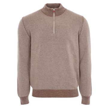 Kiton UK1483 BEIGE Cashmere Blend Half-Zip Beige Knit 64074537