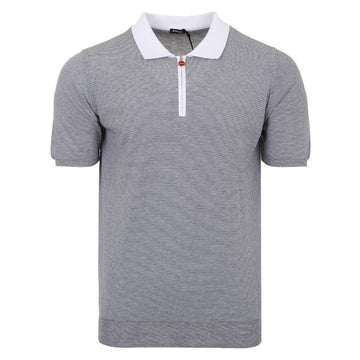 KITON Polo T-Shirt mit Kontrastkragen Grau Kurzarm UMK0939 141057840