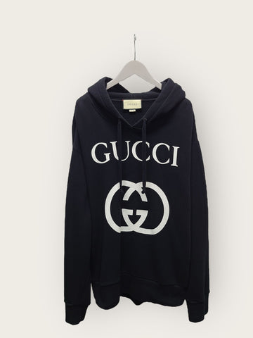 GUCCI Schwarzes GG Interlocking Big Logo Hoodie 147837739