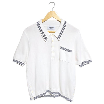 THOM BROWNE Offene Waffle-Stick Kurzarm Polo-Shirt 100 147844281