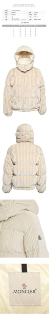 Moncler 24FW DAOS Logo Patch Corduroy Padded Jacket Cream 1A001 40 89AOK 20N 123678967 [P]