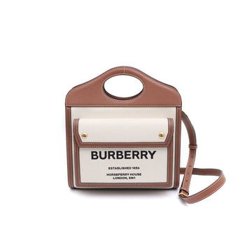 Burberry Mini Two-Tone Canvas Leather Pocket Tote Bag and Shoulder Bag and Crossbody Bag 8039361 148192964