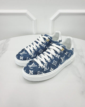 LOUIS VUITTON Monogram Timeout Denim Sneakers 37 148192987
