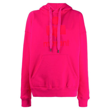 ISABEL MARANT ベルベット ロゴ オーバーサイズ フードTシャツ ネオンピンク 20P035E 40NP 148207891