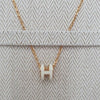 HERMES Mini Pop-Ash Halskette H147992F49 Gold Blanc Weiß 111032658 [P]