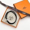 Hermes Tunis Trese H068406FP89 Black Silver Men's Bracelet T4 80408237 [P]