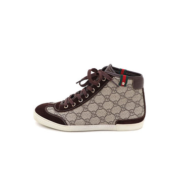 Gucci 296568 GG Supreme Canvas Suede Trimming High-Top Women's Sneakers 18019847 148230026