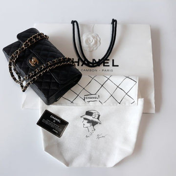 CHANEL Classic Small Caviar Black Chain Shoulder Bag with Gold Hardware A01113 148252731