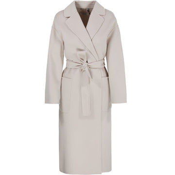 MaxMara Belted Wool Long Coat Sand 2390110331 099 59940743