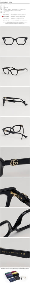 Gucci GG1536O 001 Eyewear Luxurious Horn Frame Black Square Logo 91440884 [P]