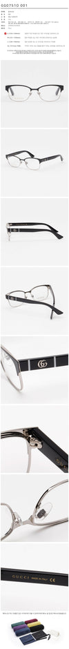 GUCCI Brille GG0751O 001 quadratisch Fashion Metall Damen Luxus Retro Schwarz Silber 62823891 [P]