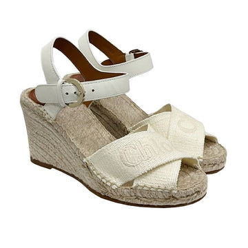 CHLOE 24FW アンクルストラップ ウェッジサンダル ホワイト (CHC24S995FU 101) 123758417