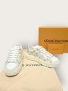 Louis Vuitton White Gold Lettering Logo Timeout Sneakers 148278763 [P]