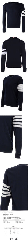 THOM BROWNE Klassischer Wollstrick Pullover mit diagonaler Armbinde 23SS 415 48463502 [P]