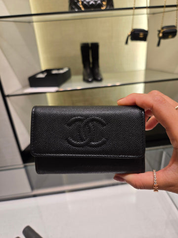 CHANEL Classic Druckknopf Double C Logo Glänzend Grain Buckle Münz-Kartenetui AP4705 148296554