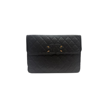 CHANEL Caviar Cosmetic Flap Clutch New Medium A81944 Black 148318729