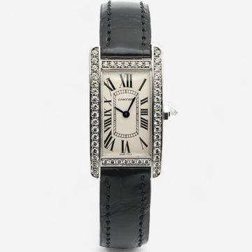 CARTIER オリジナル ダイヤ アメリカン タンク スモール ホワイト ゴールド ディプロイメント WB707331 レディース ゴールド ウォッチ 2011年 保証書 ボックス 148386195