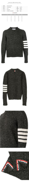 Thom Browne Diagonal Cuff Crew Neck Wool Knit Dark Gray 123042290 [P]