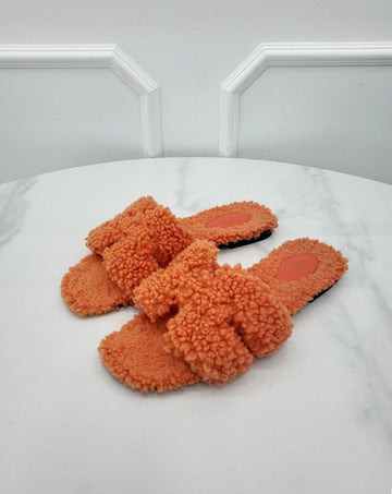 HERMES Oran Shearling Orange 39 148423335